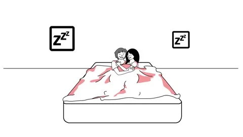 Couple cuddling in bed Stock Footage 269286581