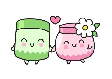Couple of cute cream jars. Stock Illustration