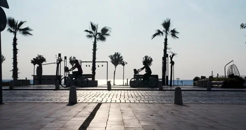 Couple cycling by the beach 스톡 동영상 142669687