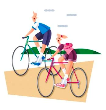 Couple, cycling Ilustração Stock