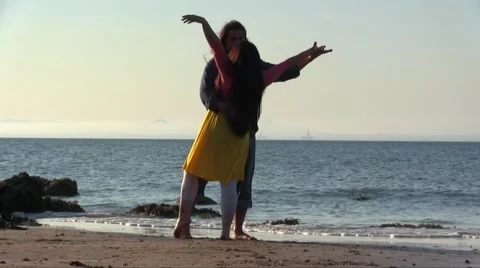 Couple Dance On A Beach Stock Footage 55342204