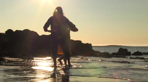 Couple Dance On A Beach At Sunset Stock Footage 55340976