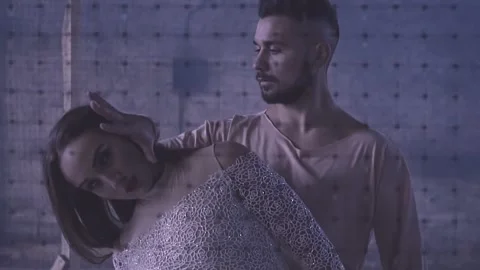 Couple dancing in an abandoned building Stock Footage 144344560