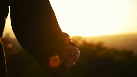 Couple dancing on a background of mountains at sunset Caucasian dance. Stock Footage 129973984