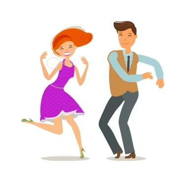 Couple dancing. Dance party concept. Cartoon vector illustration Stock Illustration