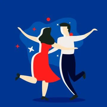 Couple dancing. Dance party concept. Cartoon vector illustration Stock Illustration