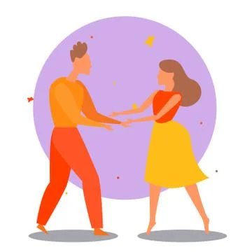 Couple dancing. Dance party concept. Cartoon vector illustration Stock Illustration
