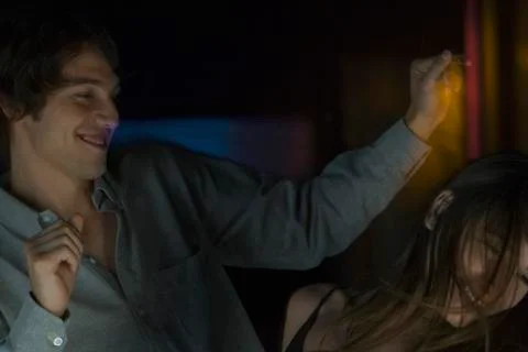 Couple dancing in the dark, blurred motion Stock Photos