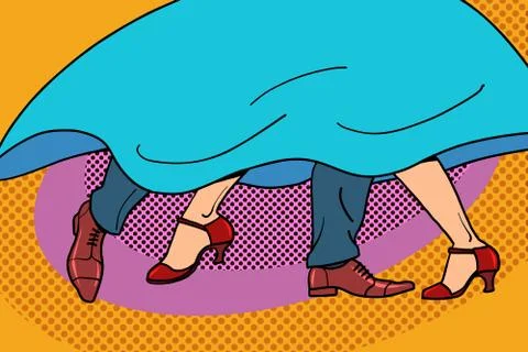 Couple dancing. feet Stock Illustration