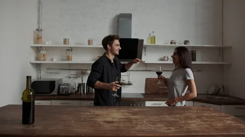 The couple is dancing funny. A date a guy and a girl have fun. Dancing next to Vídeo Stock 117438724