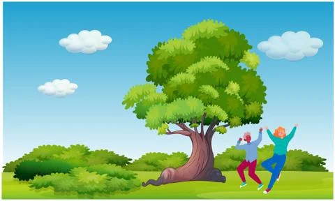 Couple is dancing in a gardens Illustrazione stock