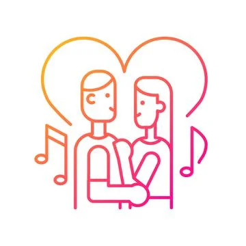 Couple dancing gradient linear vector icon 스톡 일러스트