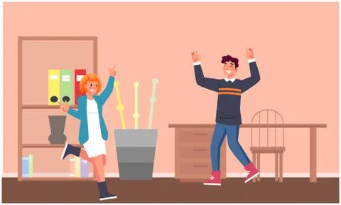 Couple is dancing at home Stock Illustration
