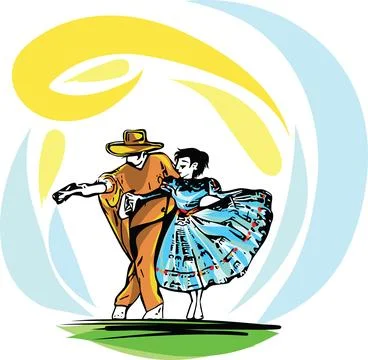 Couple dancing marinera peruvian traditional dance Stock Illustration