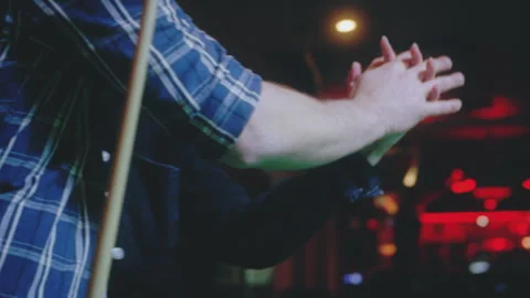 Couple dancing next to a snooker tables indoors Stock Footage 275000964
