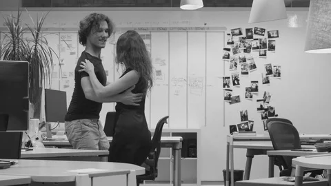 Couple dancing in the office. Video stock 79182845