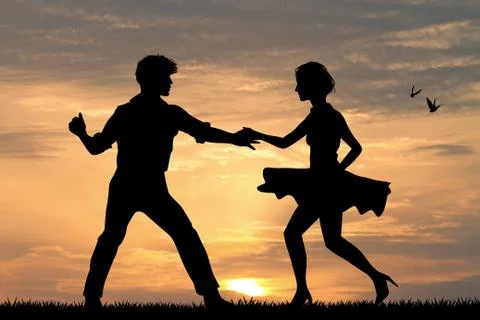 Couple dancing rock and roll and boogie boogie Stock Illustration
