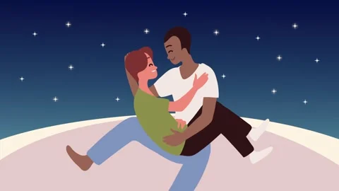 Couple dancing romantically under starry night sky, love and togetherness d.. Video stock 334542960