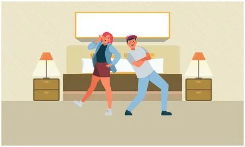 Couple is dancing in the room Illustrazione stock