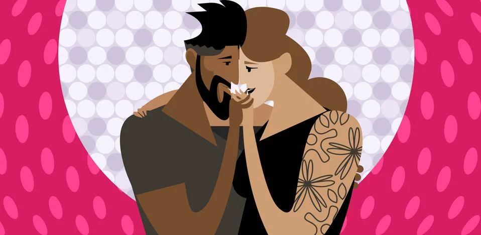 Couple dancing slow Stock Illustration