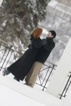 Couple Dancing In Snow Stock Photos