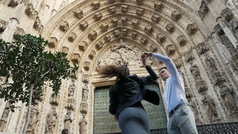 Couple dancing on the street Stock Footage 87687417