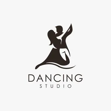 Couple dancing studio logo vector icon template on white background Stock Illustration