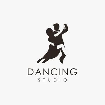 Couple dancing studio logo vector icon template on white background Stock Illustration