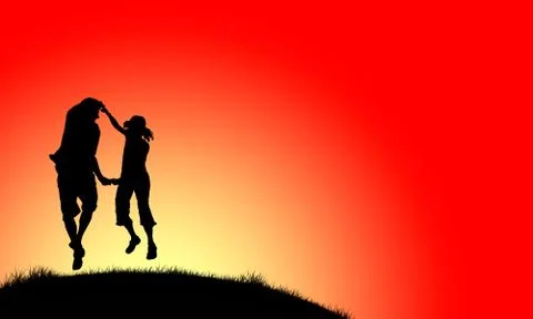 Couple dancing in sunset Stock Illustration