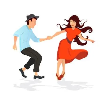 Couple dancing swing, rock or lindy hop. Stock Illustration