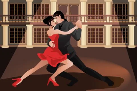 Couple dancing tango Stock Illustration