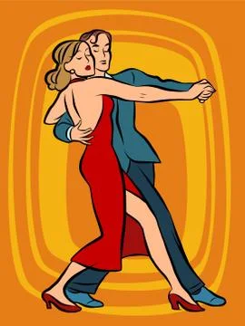 Couple dancing tango Stock Illustration