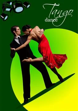 Couple dancing a tango. Vector Colored 3d Stock Illustration
