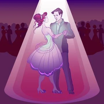 Couple dancing waltz Stock Illustration