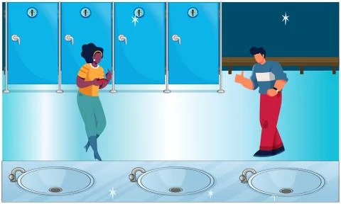 Couple dancing in a washing area Stock Illustration