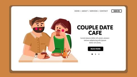 Couple date cafe vector Ilustração Stock