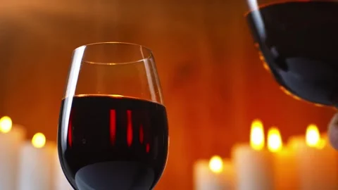 Couple date clinking glass wine romance concept celebration alcohol happy part Stock Footage 336580585