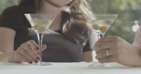 Couple On A Date Drinking Martinis Stock Footage 154009488