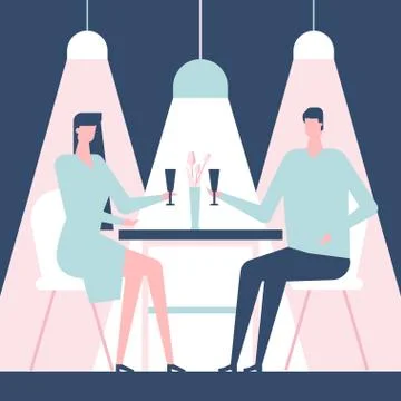 Couple on a date - flat design style colorful illustration Stock Illustration