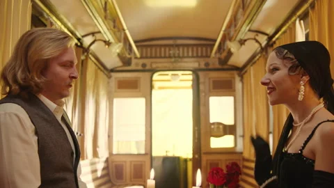 A couple on a date in an old tram Stock-Footage 259579329
