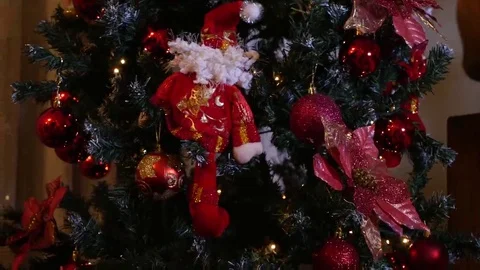 Couple decorates a Christmas tree Stock Footage 69245553