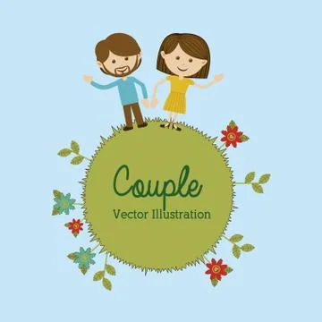 Couple design over blue background vector illustration Ilustração Stock