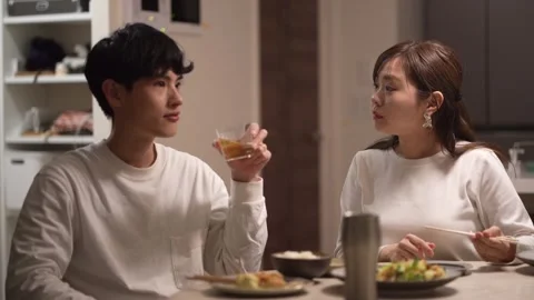 Couple dining at home Stock Footage 300070889