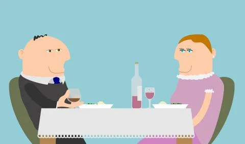 Couple Dining Stock Illustration