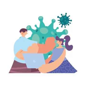Couple disabling workplace by coronavirus Stock Illustration