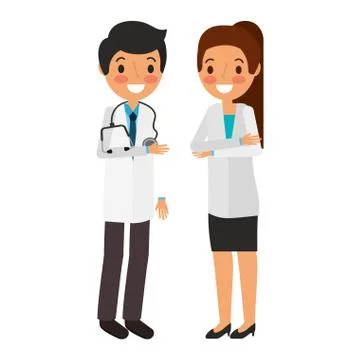 Couple doctors characters icon Stockillustratie