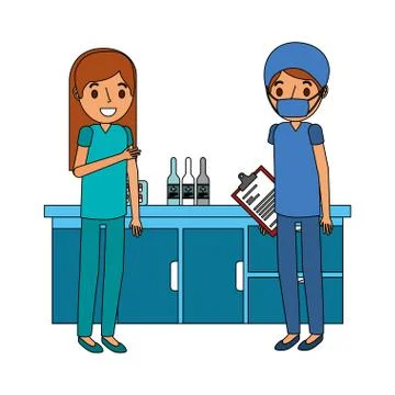 Couple doctors in the laboratory イラスト素材