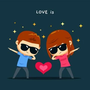 A couple is doing dab together Stock Illustration