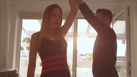 Couple doing a High Five Stock Footage 111256374