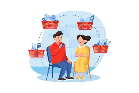 Couple Doing Online Payment Using The Card Stockillustratie